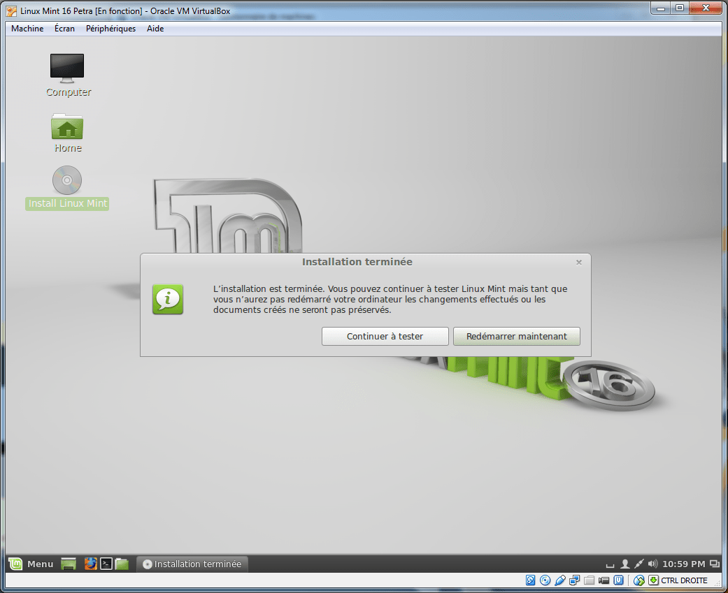 Installer windows 7 apres linux mint